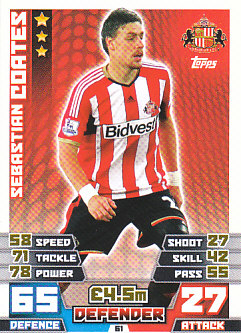 Sebastian Coates Sunderland 2014/15 Topps Match Attax #61